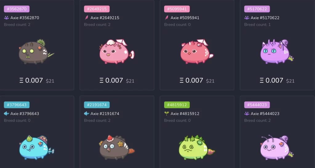 Axie Infinity nft project